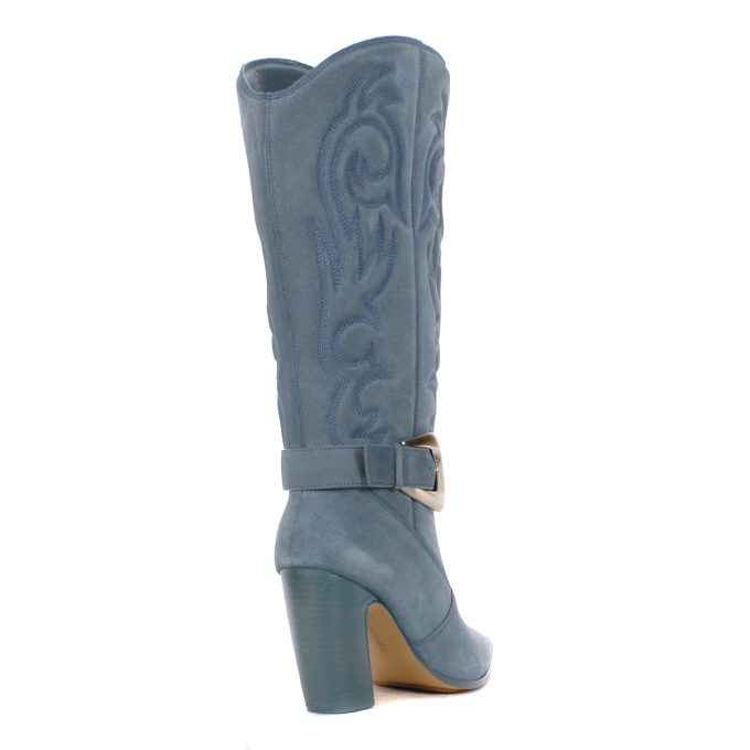 Vince Camuto Biancaa 2 Lagoon Blue Suede Heeled High Boots - Image 3