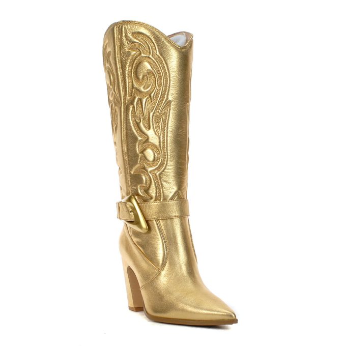 Vince Camuto Biancaa 2 True Gold Leather Heeled High Boots - Image 2