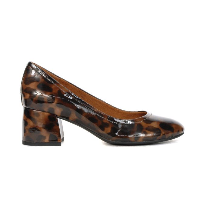 Vionic Women's Carmel Black Leopard Patent Leather Pumps I7869L4002