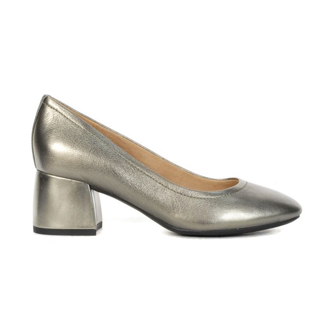 Vionic Women's Carmel Pewter Metallic Leather Pumps I7869L3020