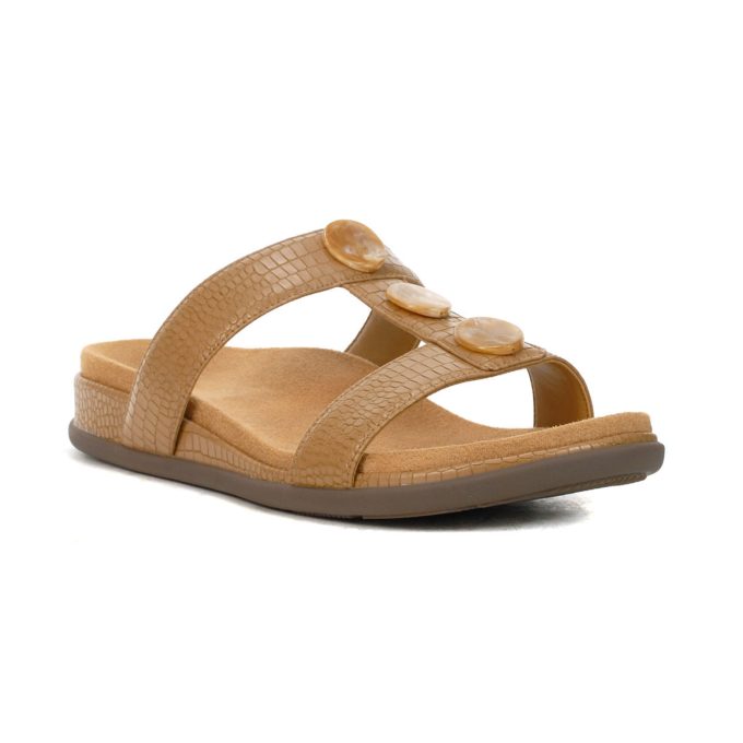 Vionic Women's Serra Camel Leather Slide Sandals I8731S1200 - Image 2