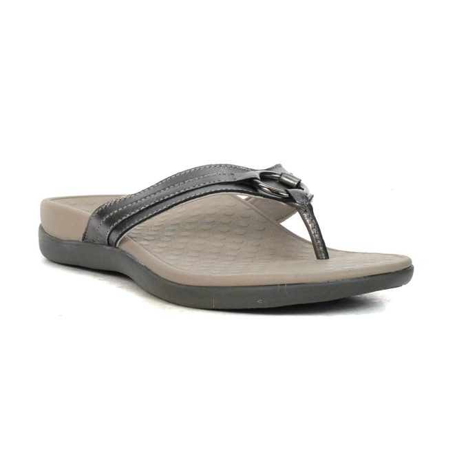 Vionic Women's Tide Aloe Pewter Leather Sandals 10011191030 - Image 2