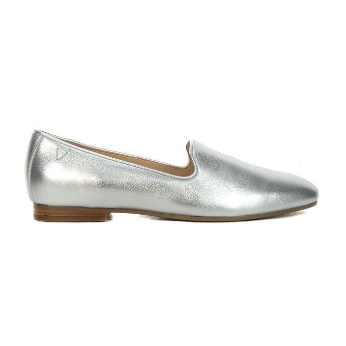 Vionic Women's Willa II Silver metallic Leather Slip-On Flats H7712LA022