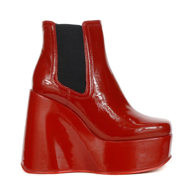 Jeffrey Campbell Hyped Red Patent Leather Platform Boots