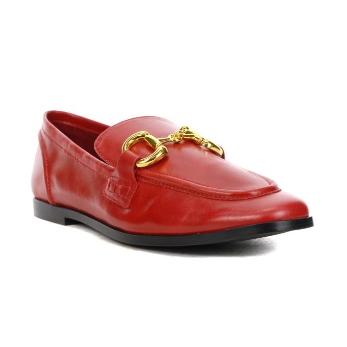 Jeffrey Campbell Velviteen Red/Gold Leather Loafers - Image 2