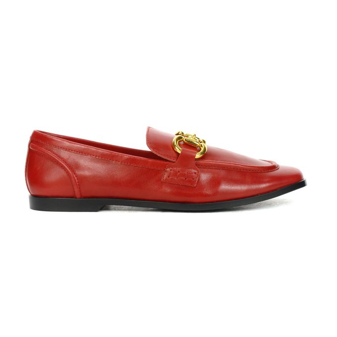 Jeffrey Campbell Velviteen Red/Gold Leather Loafers