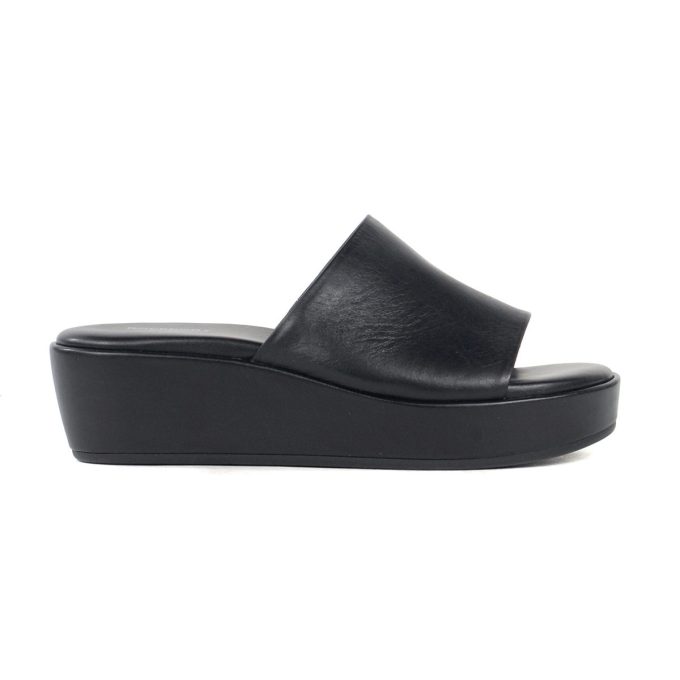 Rockport Women's Aubriella Black Leather Platform Slides CJ0767