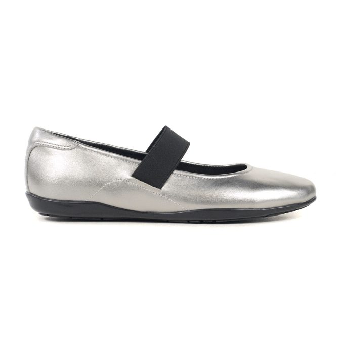 Rockport Women's Aver 2 Silver Leather Metallic Ballet Flats