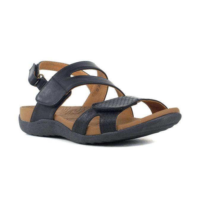 Rockport Women's Ridge Ridge Asym Black Leather Sandals CI0293 - Image 2