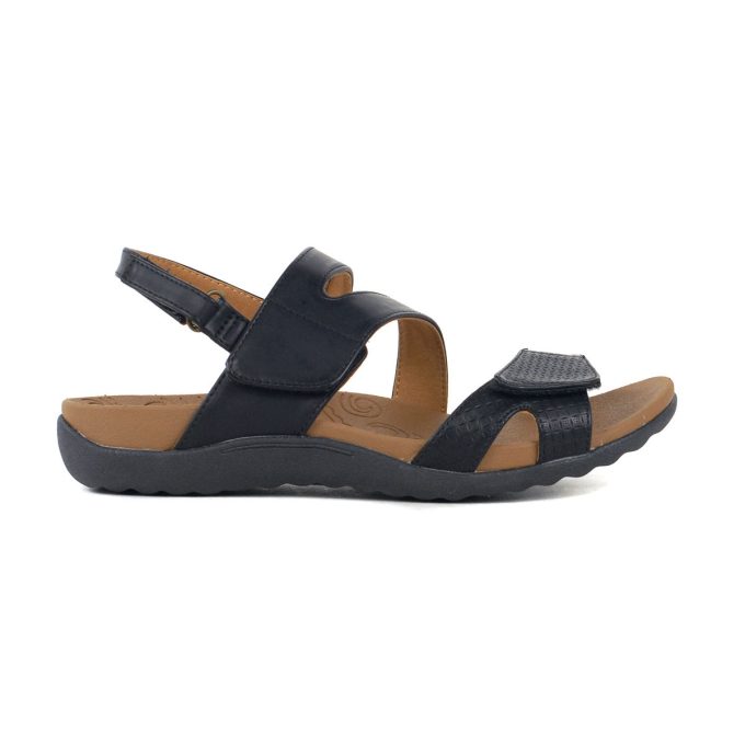 Rockport Women's Ridge Ridge Asym Black Leather Sandals CI0293