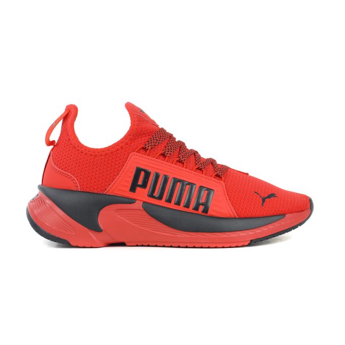 PUMA Kids SoftRide Premier Black/Red Slip-On Running Shoes 37656008