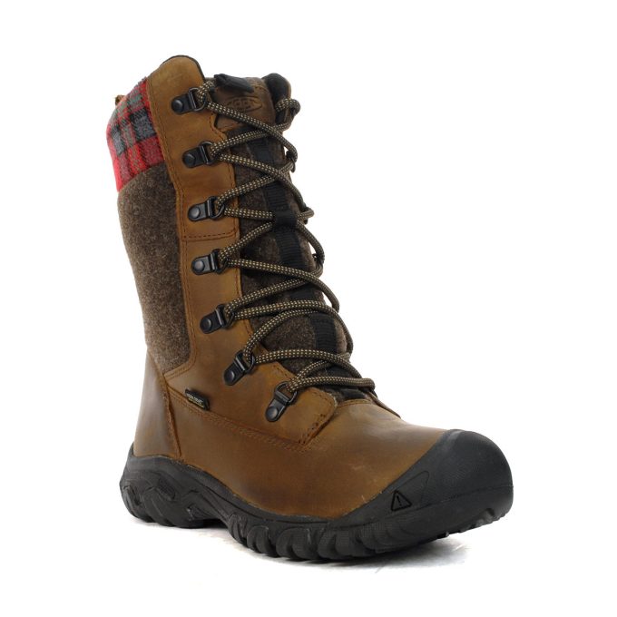 Keen Women's Greta Tall Brown/Red Plaid Waterproof Winter Boots 1026599 - Image 3