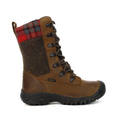 Keen Women's Greta Tall Brown/Red Plaid Waterproof Winter Boots 1026599