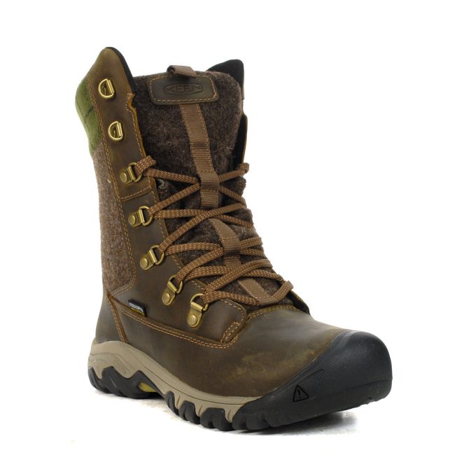 Keen Women's Greta Tall Dark Earth/Green Plaid Waterproof Winter Boots 1027720 - Image 2