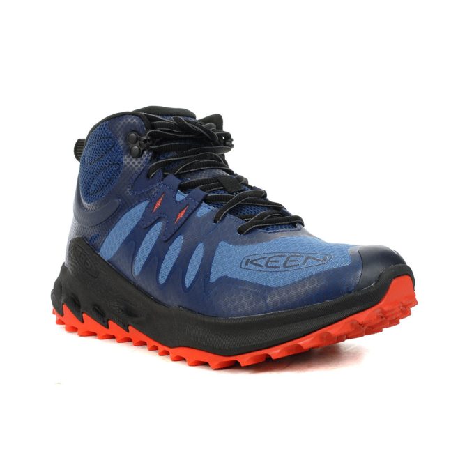 Keen Men's Zionic Mid Coronet Blue/Poppy Red Waterproof Hiking Boots 1029491 - Image 2