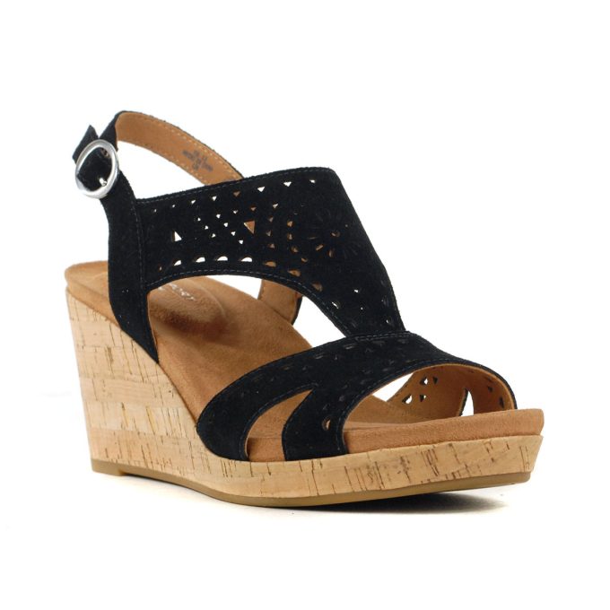 Rockport Women's Belis Black Suede Wedge Sandals - Image 2