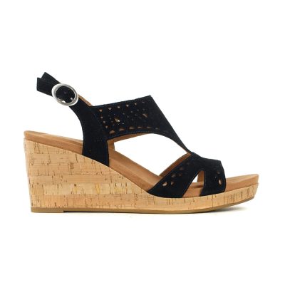 Rockport Women's Belis Black Suede Wedge Sandals