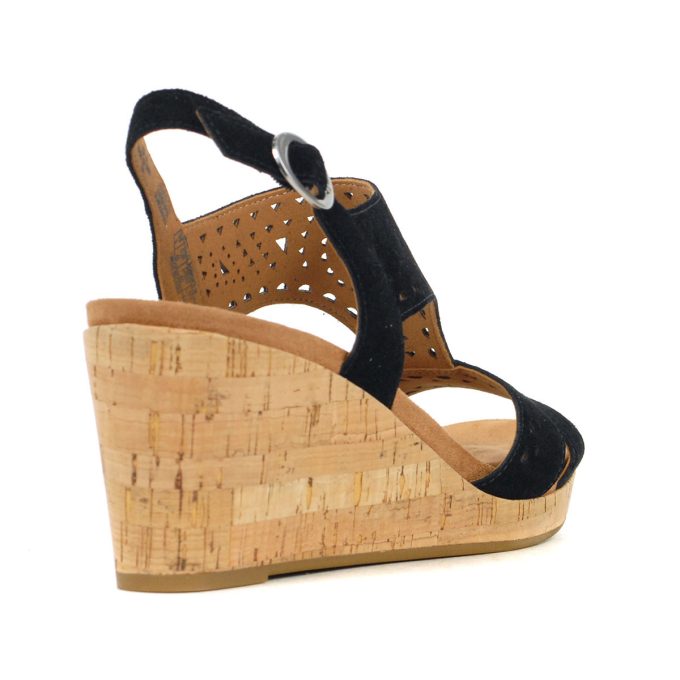 Rockport Women's Belis Black Suede Wedge Sandals - Image 3