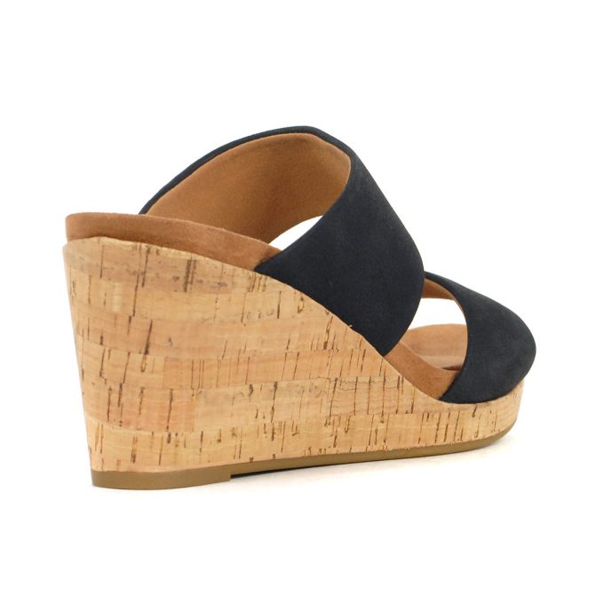 Rockport Women's Briah II Slide Black Leather Wedge Sandals - Image 3