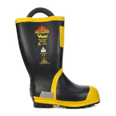 Viking Wear Men's Firefighter Black/Yellow Felt Lined Boots VW90