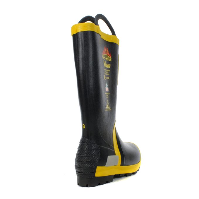 Viking Wear Men's Firefighter Black/Yellow Felt Lined Boots VW90 - Image 3