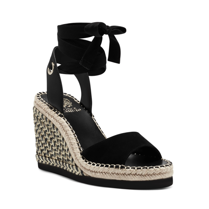 Vince Camuto Bendsen Black Suede Wedge Sandals - Image 2
