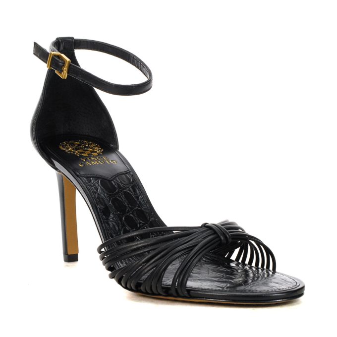 Vince Camuto Blaine Black Leather Heeled Sandals - Image 2