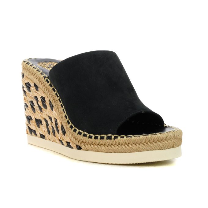 Vince Camuto Brissia Black Leather Wedge Sandals - Image 2