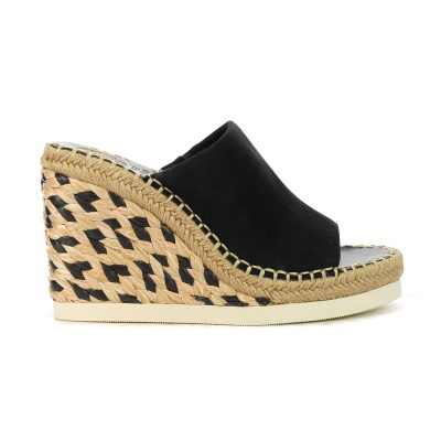 Vince Camuto Brissia Black Leather Wedge Sandals