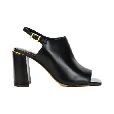Vince Camuto Haliza Black Leather Block Heel Sandals