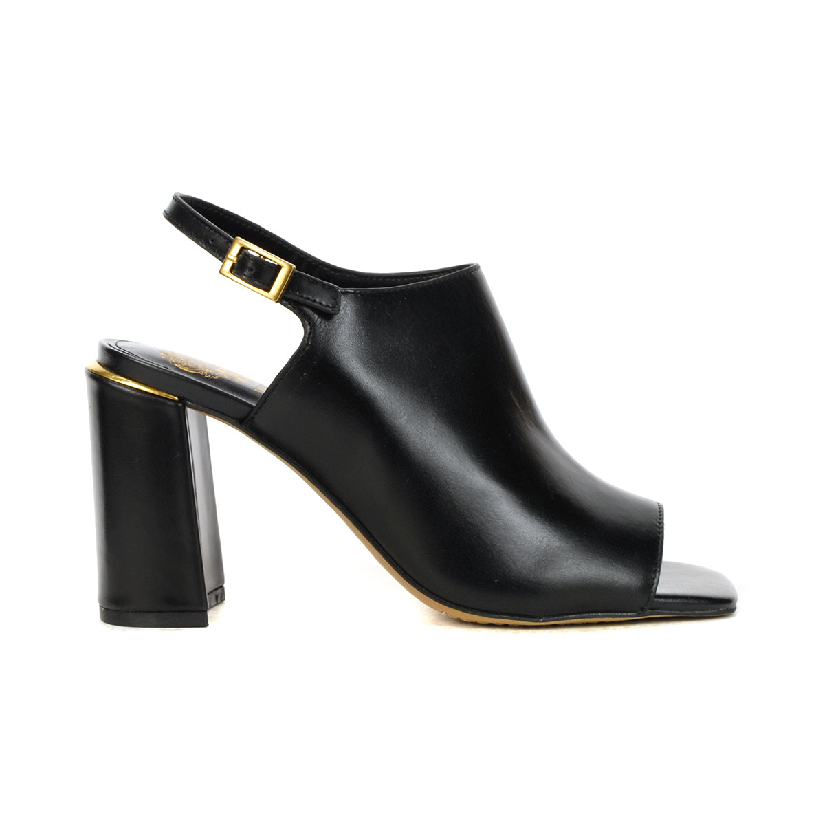 Vince Camuto ☆ Haliza ピープトゥ ブロックヒールサンダル Vince Camuto Haliza Black Leather Block Heel Sandals – WOOKI.com