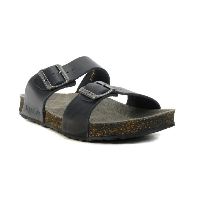 Haflinger Unisex Andrea Unlined Graphite Leather Sandals 819013.GRAPHITE - Image 2