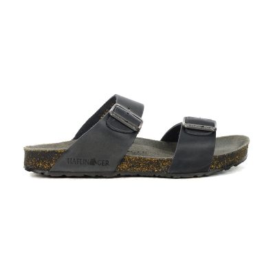Haflinger Unisex Andrea Unlined Graphite Leather Sandals 819013.GRAPHITE