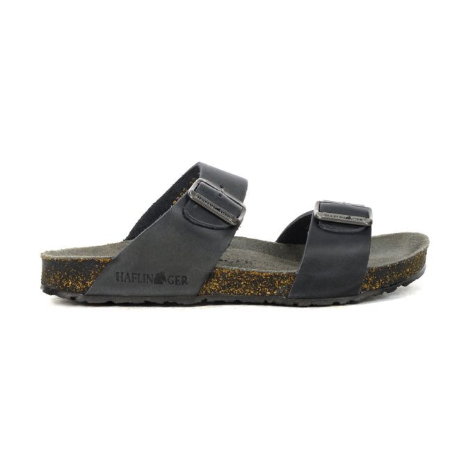 Haflinger Unisex Andrea Unlined Graphite Leather Sandals 819013.GRAPHITE