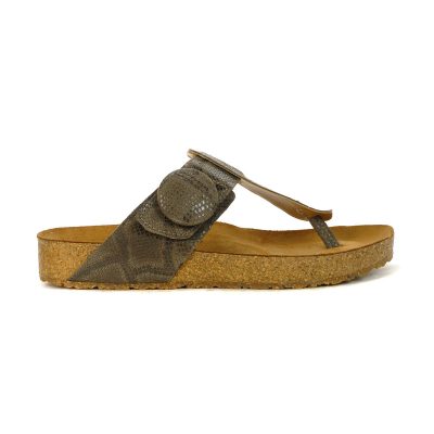Haflinger Unisex Big Buckle Corrina Taupe Reptile Leather Sandals 819071.TAUPE