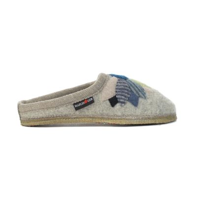 Haflinger Unisex Flower Power Silver Grey Slipper 613122.SILVERGREY
