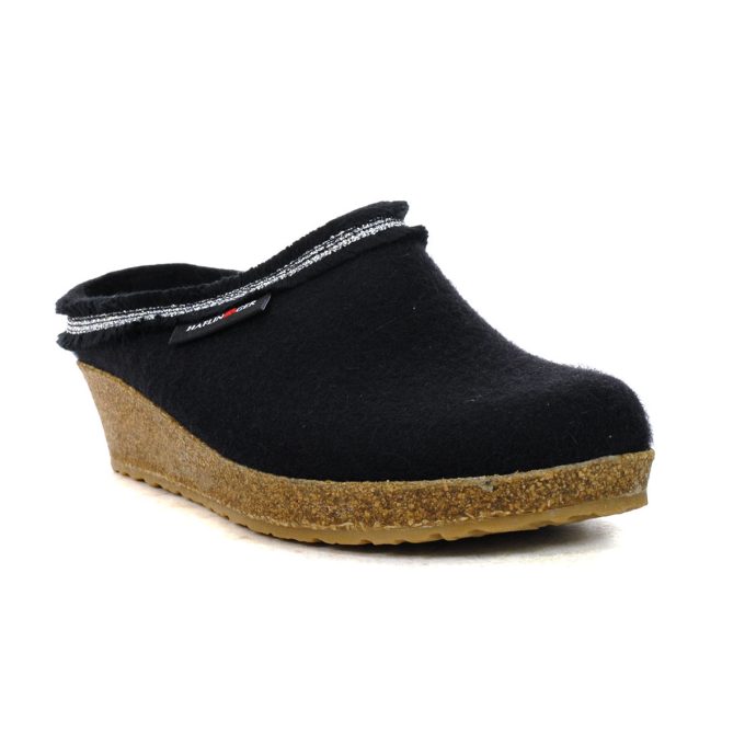 Haflinger Unisex Fringe Black Slipper 762017.BLACK - Image 2
