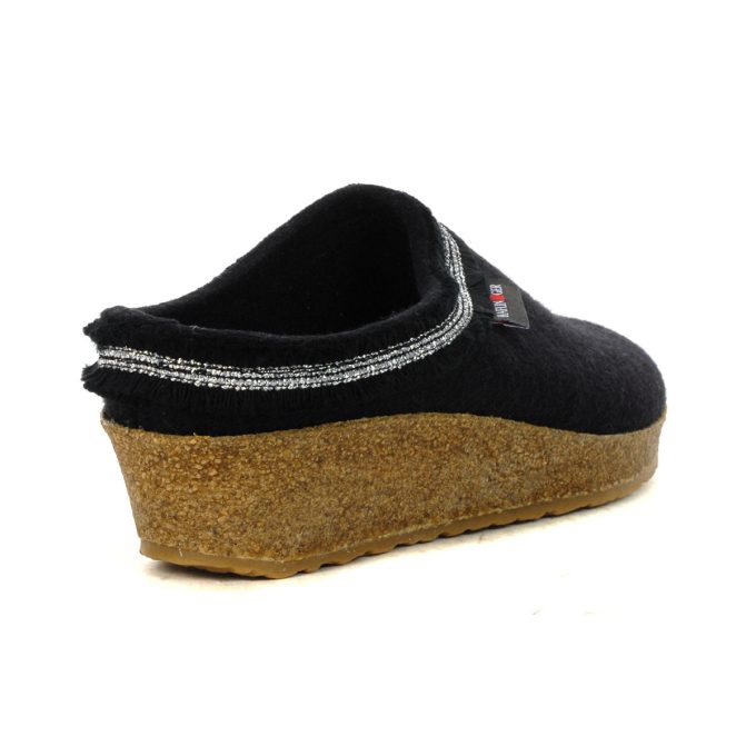 Haflinger Unisex Fringe Black Slipper 762017.BLACK - Image 3