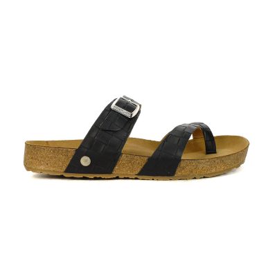 Haflinger Unisex Juno Nero Leather Sandals 819079.NERO