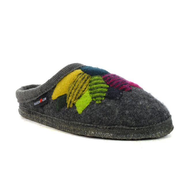 Haflinger Unisex Flower Power Grey Slipper 613122.GREY - Image 2
