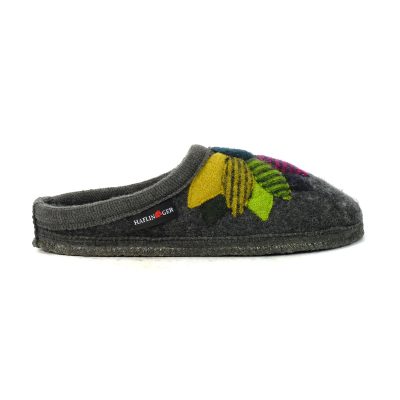 Haflinger Women's Flower Power Grey Slipper 613122.GREY