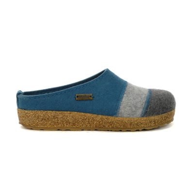 Haflinger Unisex Lines Turquoise Slipper 711068.TURQUOISE