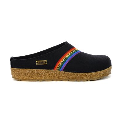 Haflinger Women's Rainbow Black Slipper 731091.BLACK