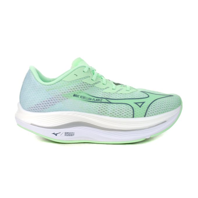 Mizuno Men's Wave Rebellion Flash 2 Neo Mint/Vintage Indigo Running Shoes 411431.4S8Z