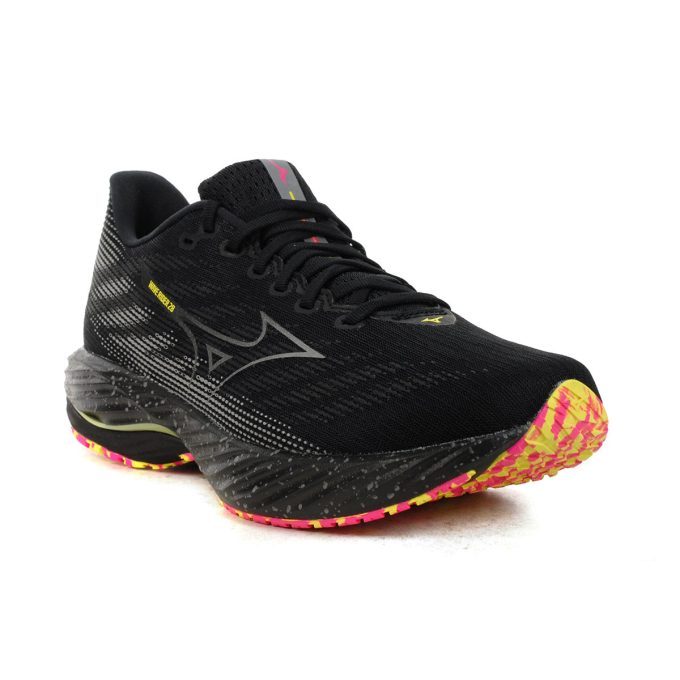 Mizuno Men's Wave Rider 28 Black/Pink Tetra Running Shoes 411456.90PT - Image 2