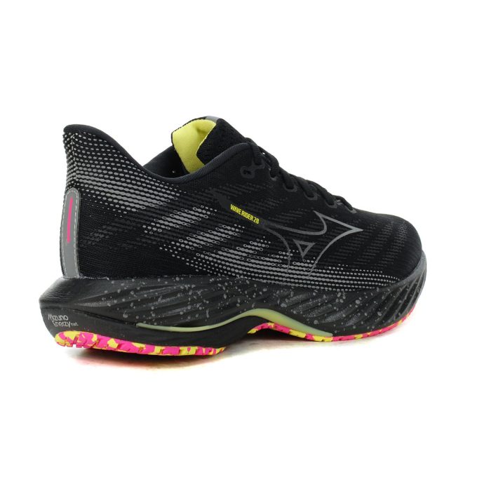 Mizuno Men's Wave Rider 28 Black/Pink Tetra Running Shoes 411456.90PT - Image 3