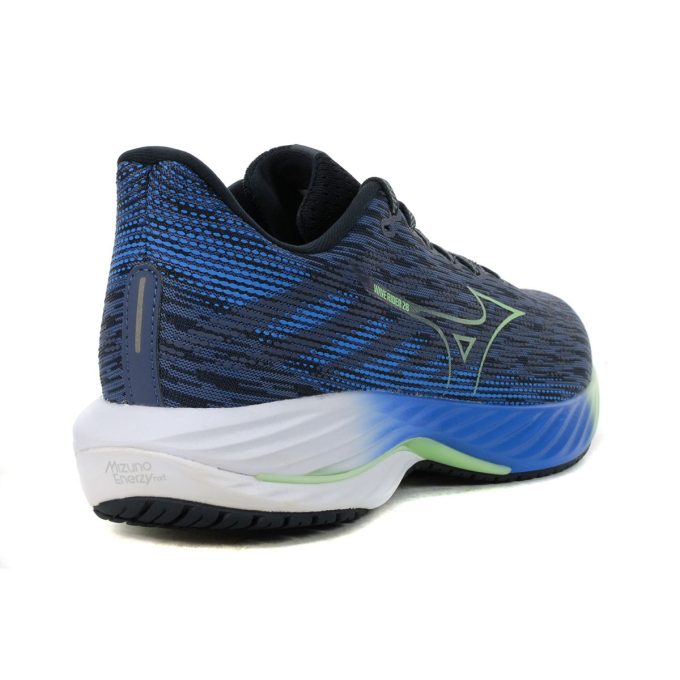 Mizuno Men's Wave Rider 28 Vintage Indigo/Neon Mint Running Shoes 411456.8Z4S - Image 3