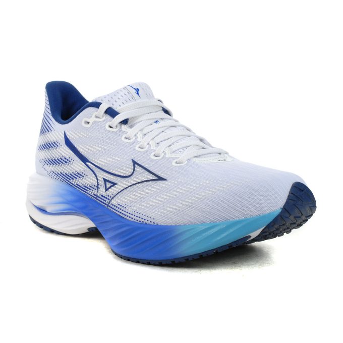 Mizuno Men's Wave Rider 28 White/Estate Blue Running Shoes 411456.005Y/411458.005Y - Image 2