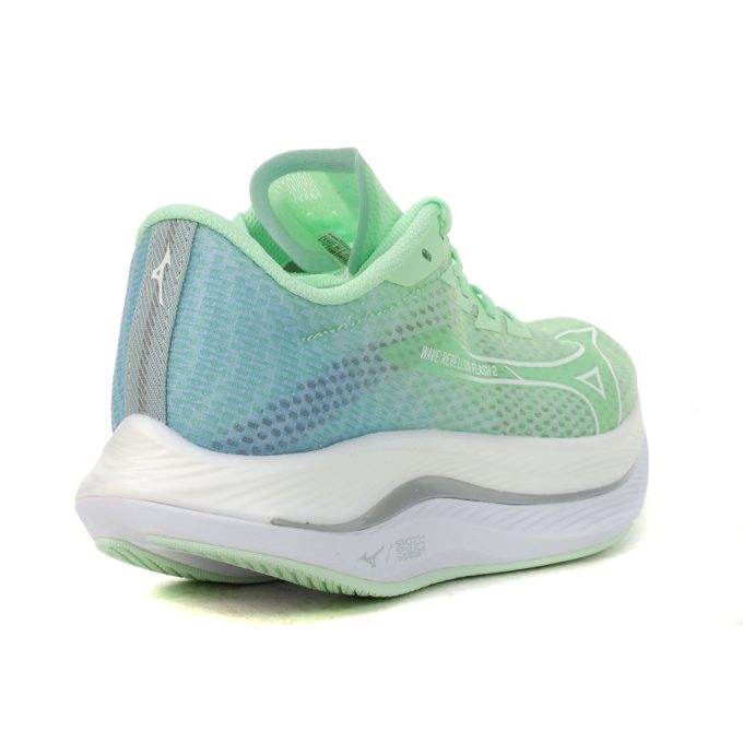 Mizuno Women's Wave Rebellion Flash 2 Neo Mint/White Running Shoes 411433.4S00 - Image 3
