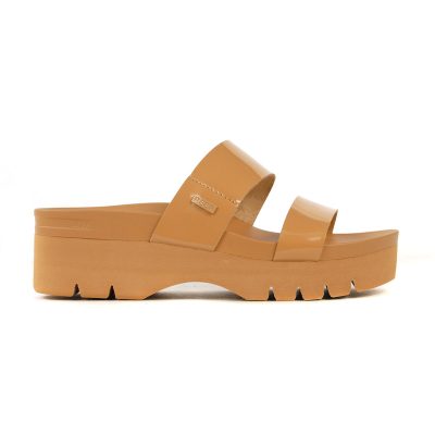 Reef Women's Cushion Vista Higher Natural Patent Platform Sandals CJ3663
